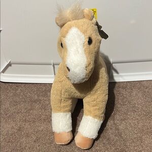 Plush Tan and White Horse Toy
